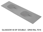 Plan double vasques système d’évacuation discret L 50 à 201 x P 40 à 51 cm, finition lisse mate, 10 couleurs, Résine Anti-bactérien Akrytan® teinté dans la masse, Livraison Offerte